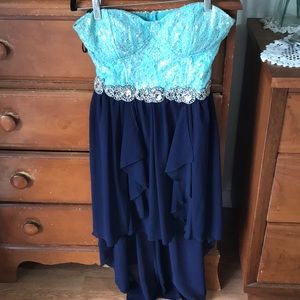 Strapless blue dress